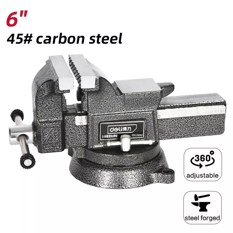 DELI Bench Vice 6 inch (150 mm) 45# Carbon Steel, EDL2906Z