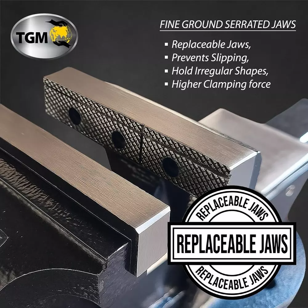 tgm-metallics-heavy-duty-fixed-base-engineers-bench-vice-hammer-tone-black-sg-iron-body-material-6-inch-150-mm-jaw-size-for-replaceable-spare-parts-tgm-10306