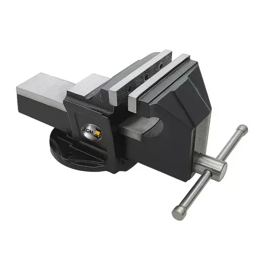STANLEY 5 inch (125 mm) Fixed Base Bench Vice Heavy Duty Cast Iron Body and Powder-Coated Finish, STHT20005