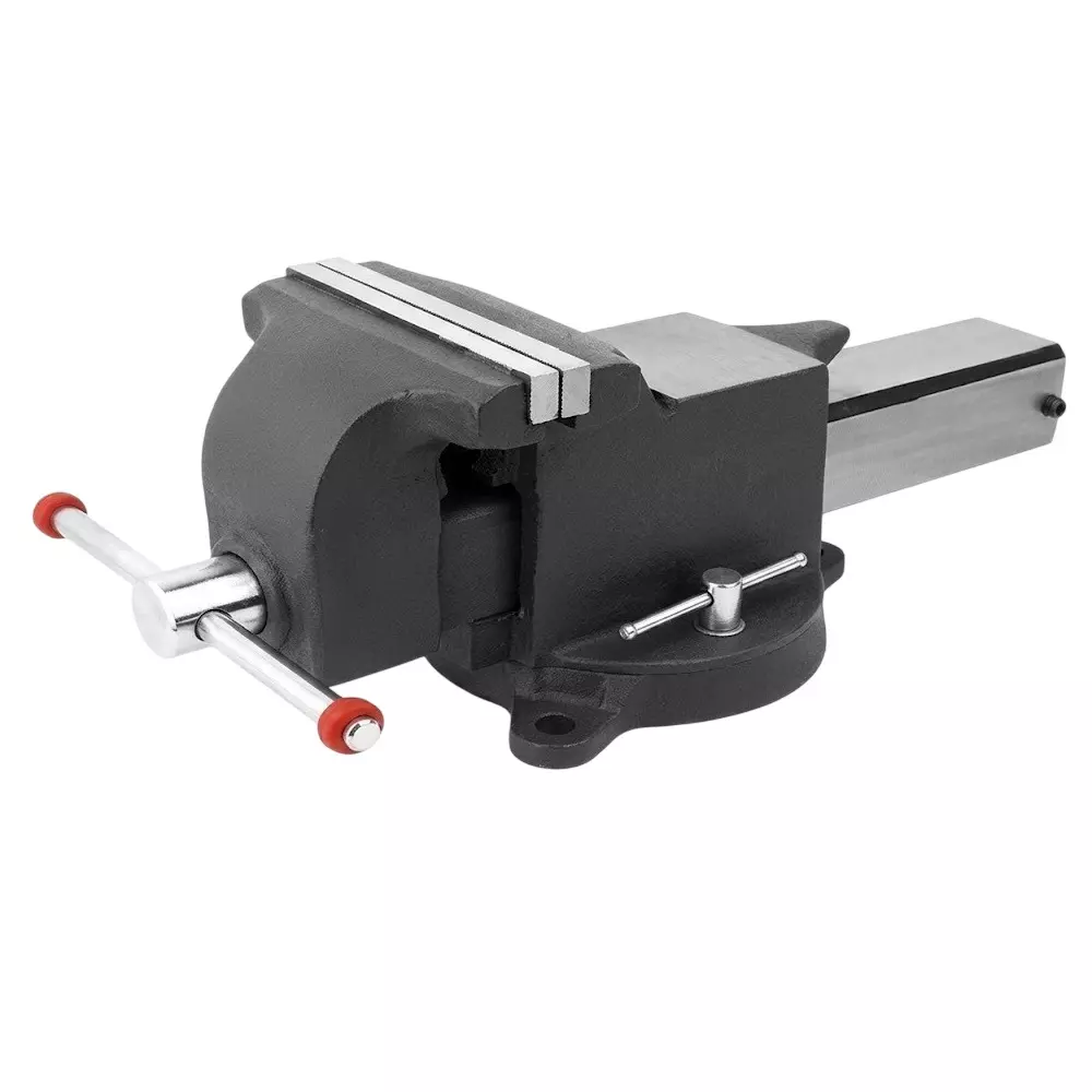 Paul Channel Bench Vice Size 4 inch (100 mm) Cast Iron Body in Black & Silver Color for Industrial Use, CBV-100