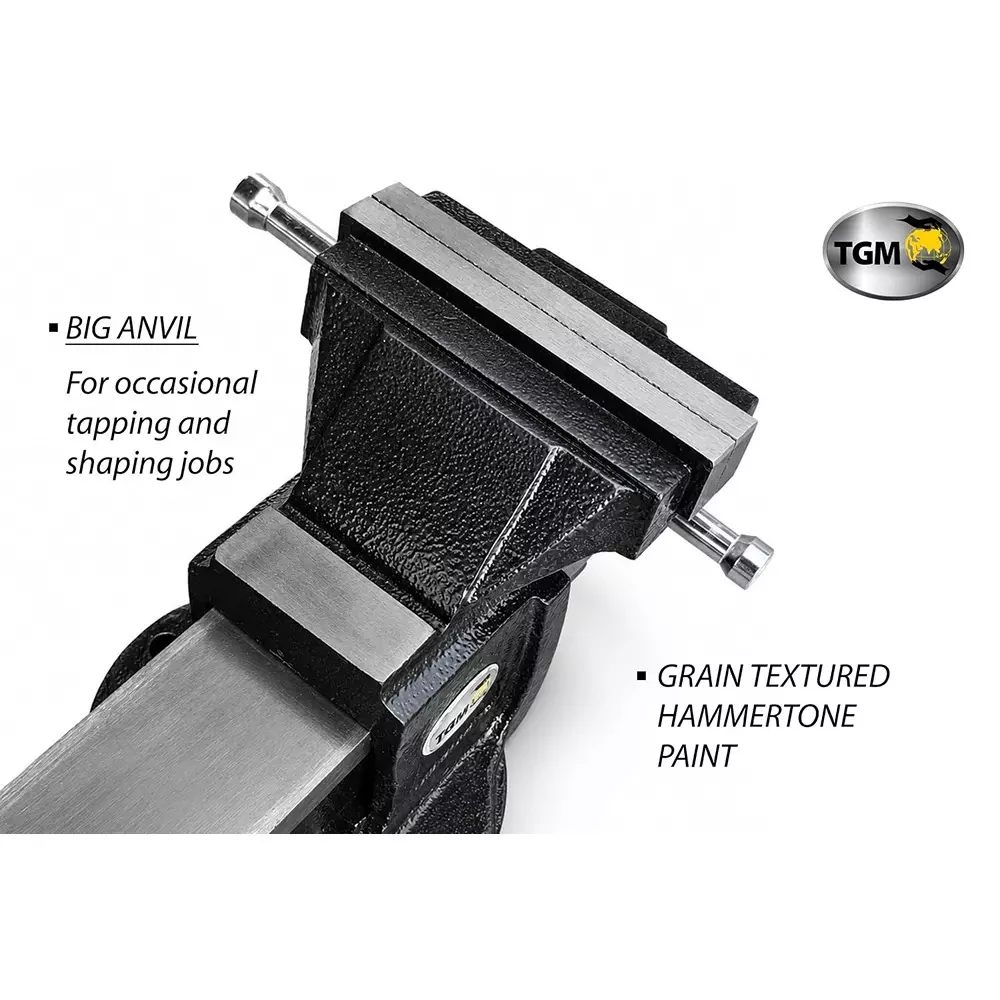 tgm-metallics-heavy-duty-fixed-base-workshop-bench-vice-hammer-tone-black-sg-iron-body-material-4-inch-100-mm-jaw-size-for-replaceable-spare-parts-tgm-10704