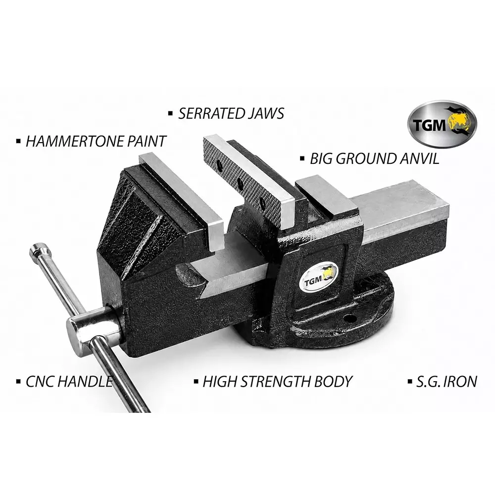 tgm-metallics-heavy-duty-fixed-base-workshop-bench-vice-hammer-tone-black-sg-iron-body-material-5-inch-125-mm-jaw-size-for-replaceable-spare-parts-tgm-10705