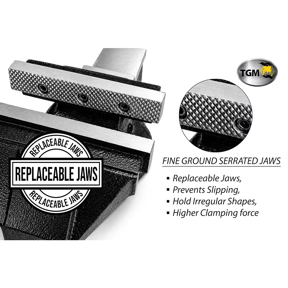 tgm-metallics-heavy-duty-fixed-base-workshop-bench-vice-hammer-tone-black-sg-iron-body-material-5-inch-125-mm-jaw-size-for-replaceable-spare-parts-tgm-10705