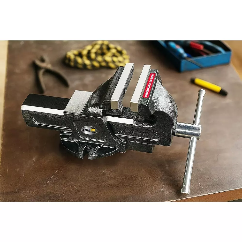 tgm-metallics-heavy-duty-fixed-base-professional-bench-vice-hammer-tone-black-sg-iron-body-material-6-inch-150-mm-jaw-size-for-replaceable-spare-parts-tgm-10926