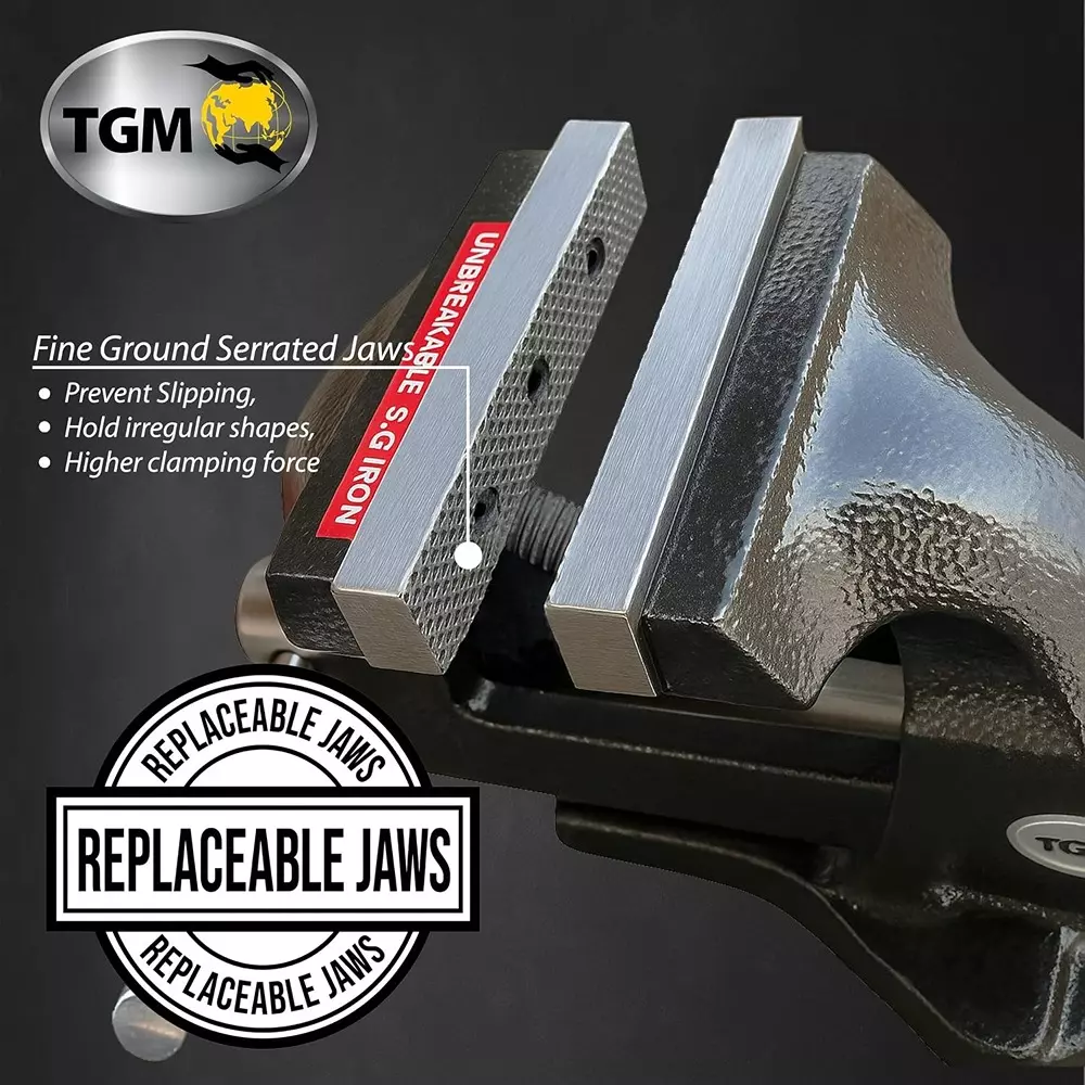 tgm-metallics-heavy-duty-fixed-base-professional-bench-vice-hammer-tone-black-sg-iron-body-material-4-inch-100-mm-jaw-size-for-replaceable-spare-parts-tgm-10924