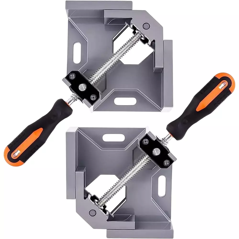 NIKTION Die-Cast Aluminum Corner Clamp 65 mm (2.5 inch) Throat Depth 90° Angle (Pack of 2)