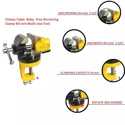CLIMAX TABLE BABY VICE WITH REVOLVING CLAMP 60 mm (2.5" inch)