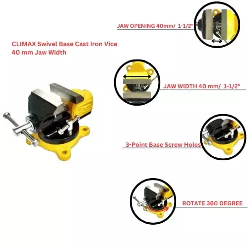 CLIMAX TABLE BABY VICE WITH SWIVEL BASE 40 mm (1.5" inch)