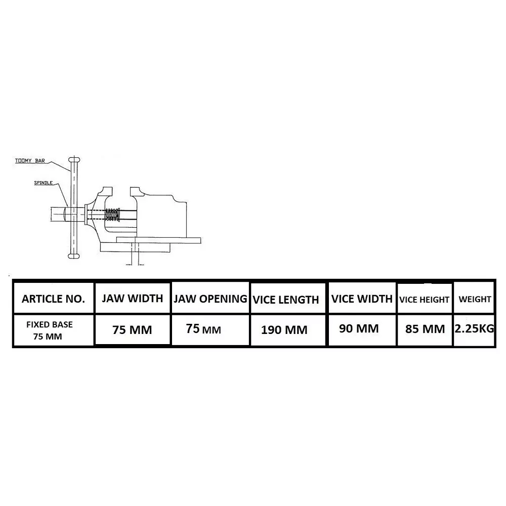 CLIMAX TABLE BABY VICE WITH FIXED BASE 75 mm (3" inch)