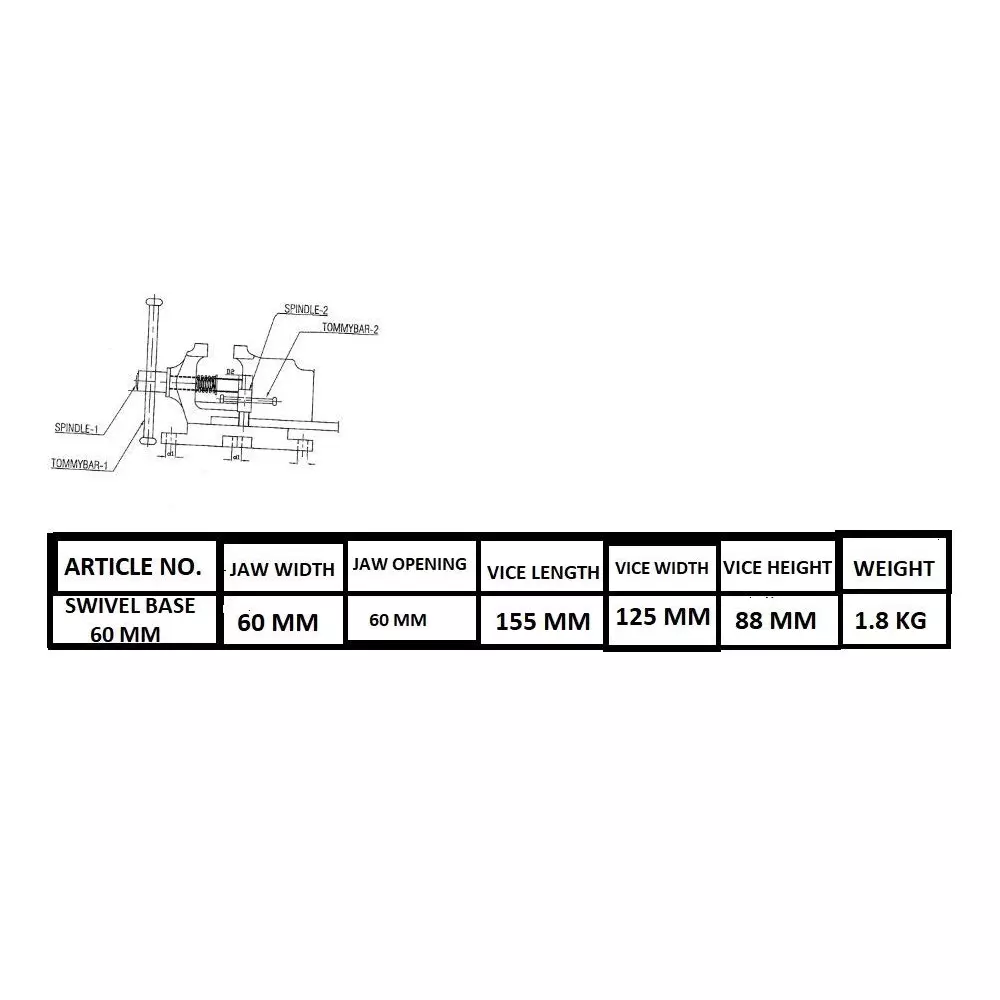 CLIMAX TABLE BABY VICE WITH SWIVEL BASE 60 mm (2.5" inch)