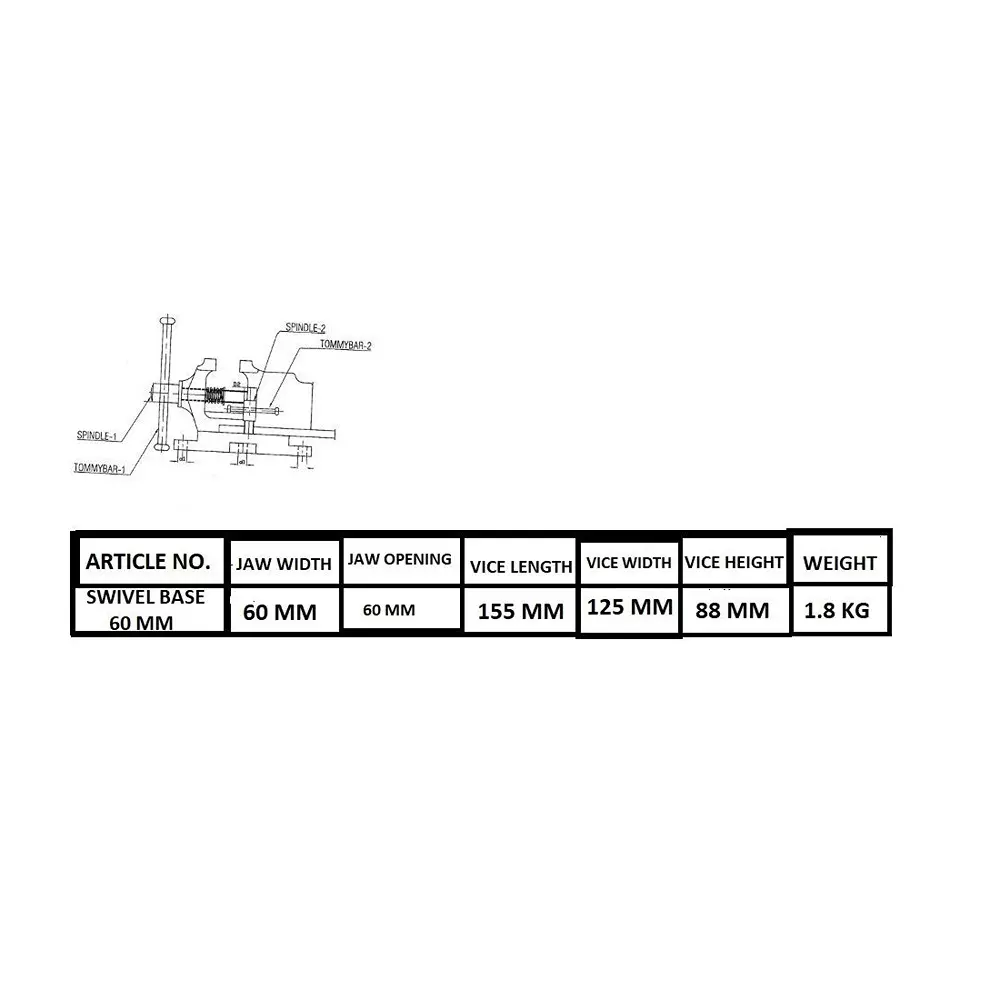 CLIMAX TABLE BABY VICE WITH SWIVEL BASE 60 mm (2.5" inch)