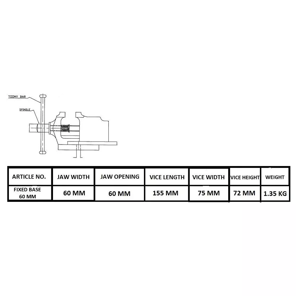 CLIMAX TABLE BABY VICE WITH FIXED BASE 60 mm (2.5" inch)