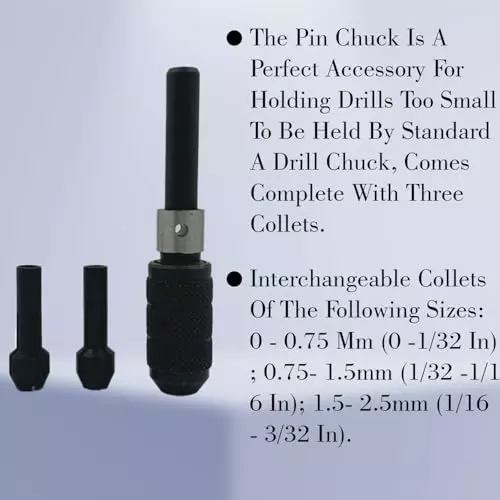 Assorts Pin Chuck Collet Vice Set Tool Steel 0-0.75, 0.75-1.5, 1.5-2.5 mm Sizes for Lathe Machines (Pack of 3)