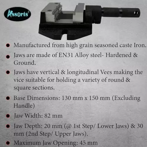 Assorts Nippy Drill Mill Vice Cast Iron 0 82 mm Jaw Width45 mm Jaw Opening