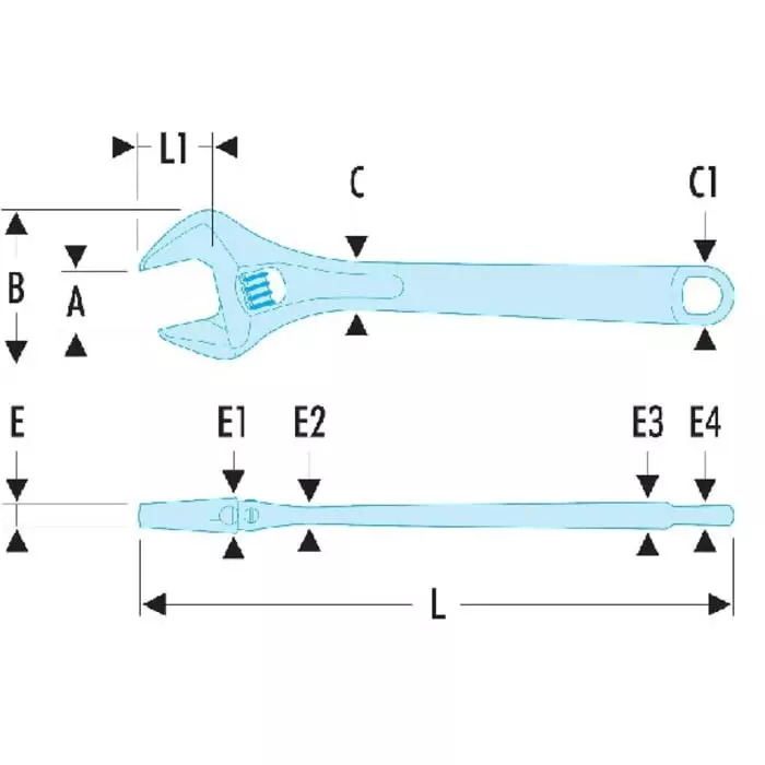 Facom Adjustable Spanner, 160 mm Overall, 33mm Jaw Capacity, 113AS.6C