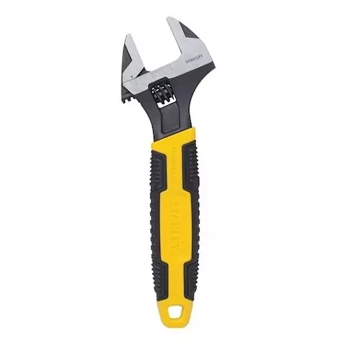 STANLEY 8 inch (200 mm) Adjustable Wrench With Grip Tapered Jaw and Slip Resistant Bi-Material Handle, 90-948