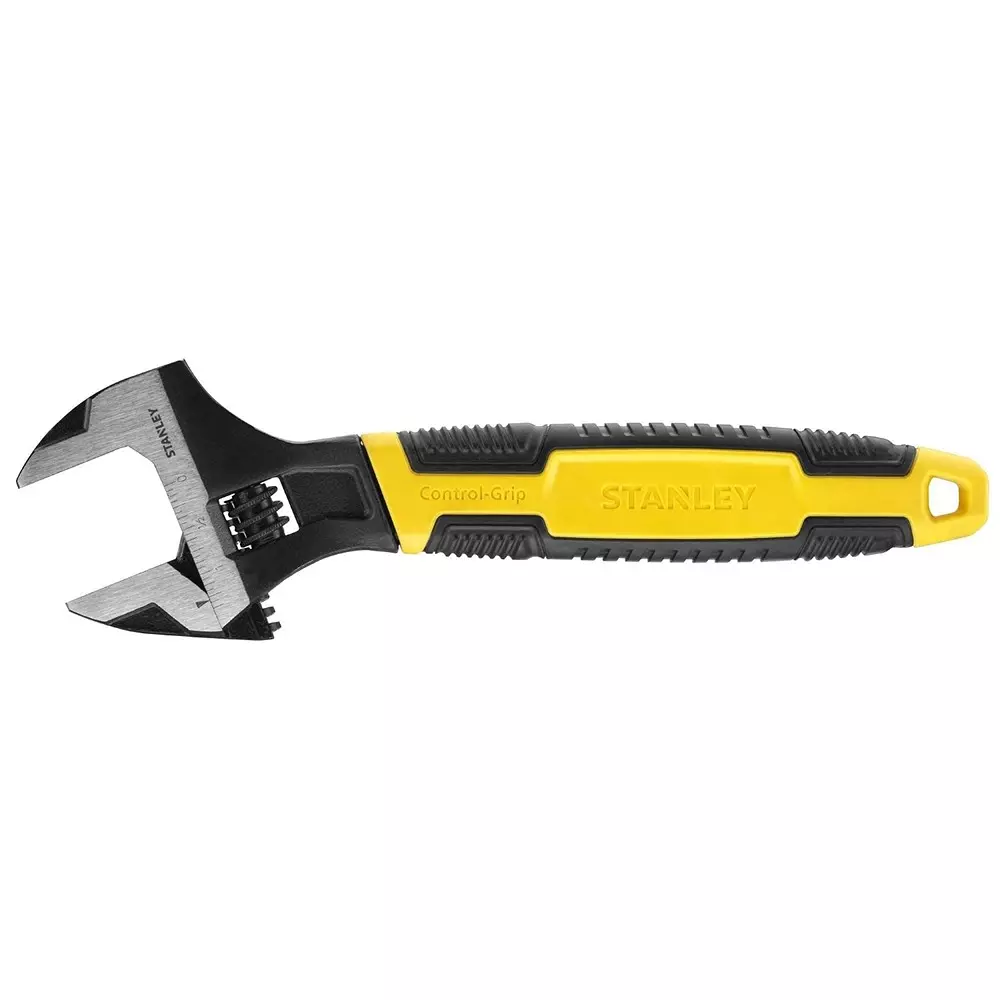 STANLEY 12 inch (300 mm) Adjustable Wrench With Grip Tapered Jaw and Slip Resistant Bi-Material Handle, 90-950
