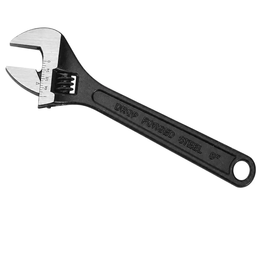 Venus Heavy Duty Adjustable Wrench Black Stainless Steel Drop Forged, Phosphated Black Finish 8 Inch (200 mm) Length for Different Size Sockets