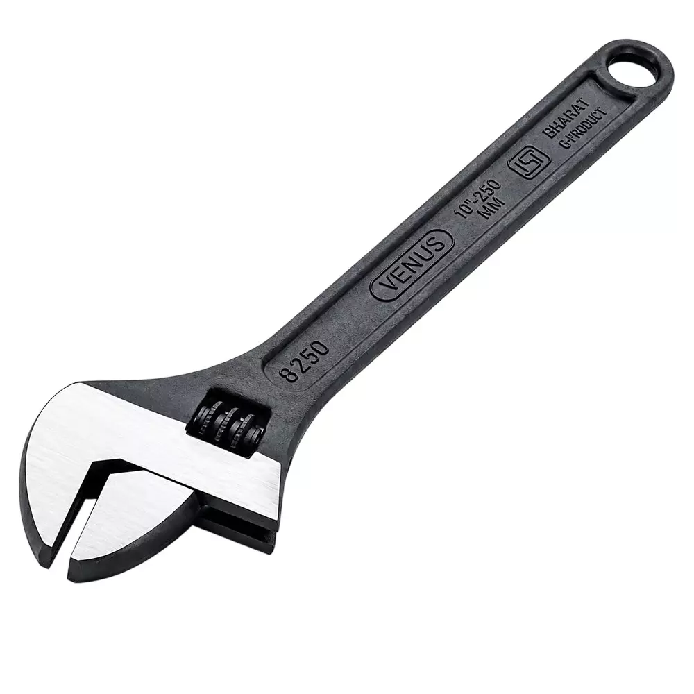 Venus Heavy Duty Adjustable Wrench Black Stainless Steel Drop Forged, Phosphated Black Finish 10 Inch (250 mm) Length for Different Size Sockets