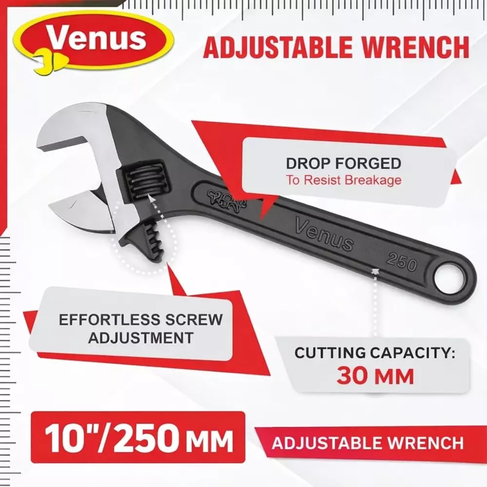 venus-heavy-duty-adjustable-wrench-black-stainless-steel-drop-forged-phosphated-black-finish-10-inch-250-mm-length-for-different-size-sockets-ad-10
