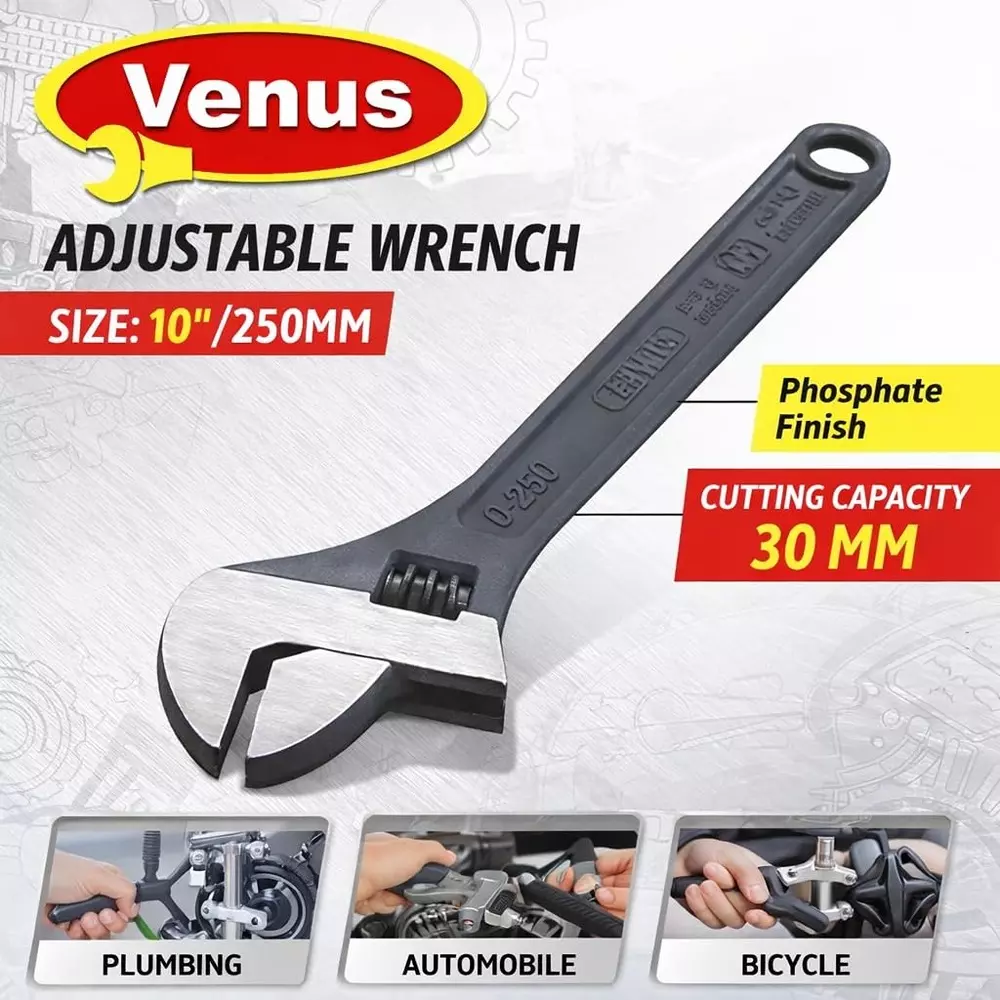 venus-heavy-duty-adjustable-wrench-black-stainless-steel-drop-forged-phosphated-black-finish-10-inch-250-mm-length-for-different-size-sockets-ad-10