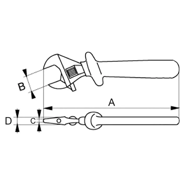 Bahco Adjustable Spanner 390 mm Overall 43 mm Jaw Capacity Insulated Handle VDE/1000V, 8074V