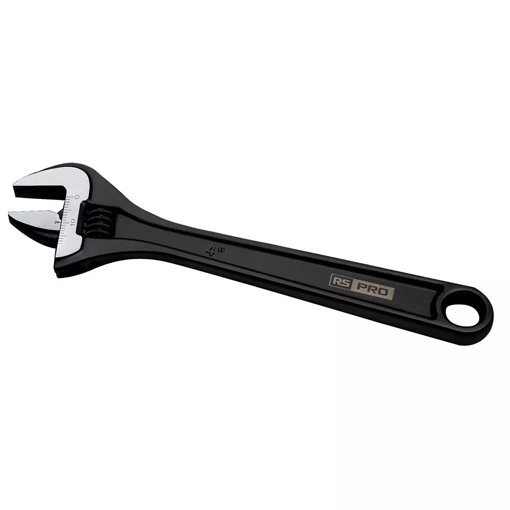 RS PRO Adjustable Spanner Chrome Vanadium Steel Black Phosphate 115 mm Metal 14.5 mm, 2821236