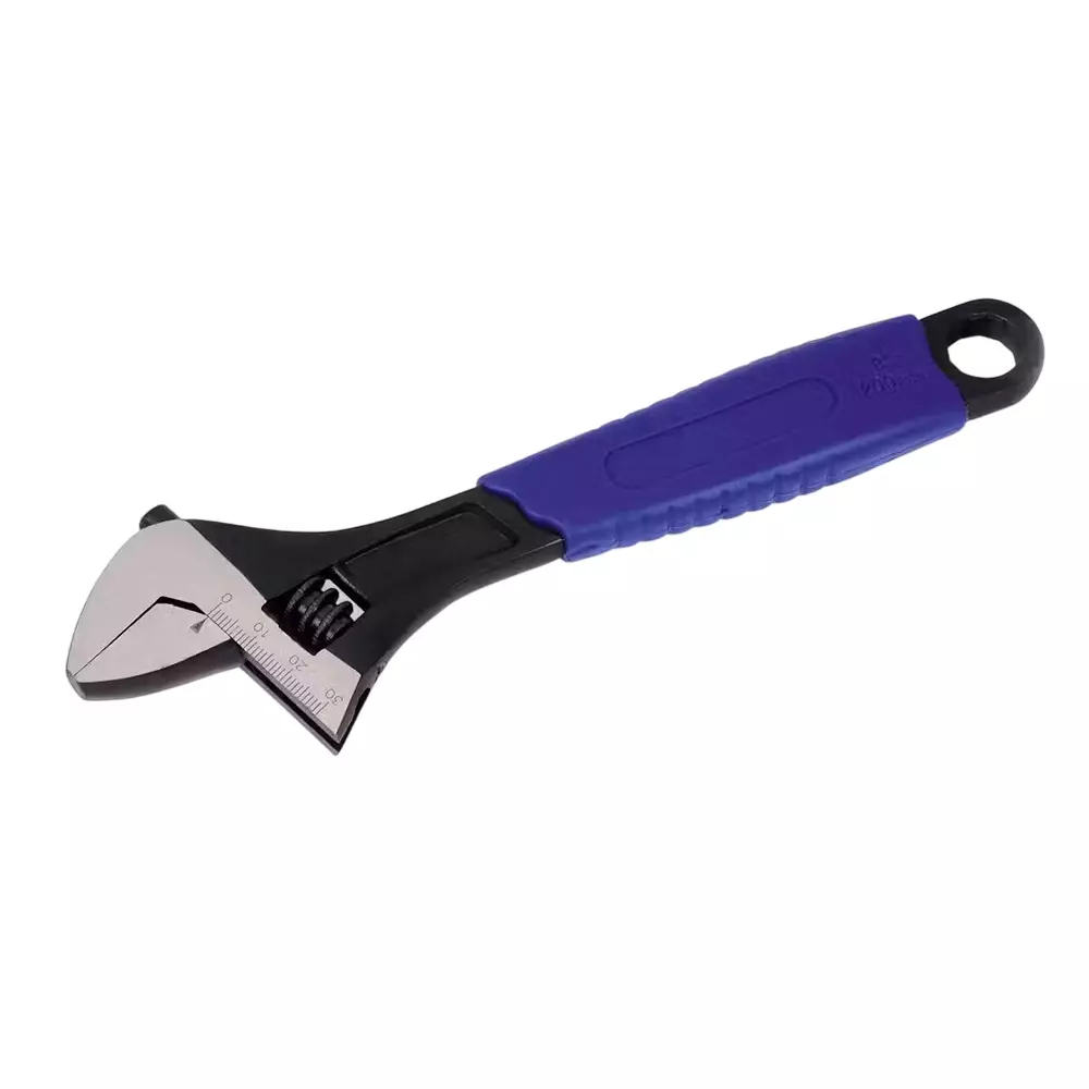 Blue-Point 8 inch (210 mm) Adjustable Wrench with Black Phosphate Finish and Soft Grip Handle, GAJ8SG