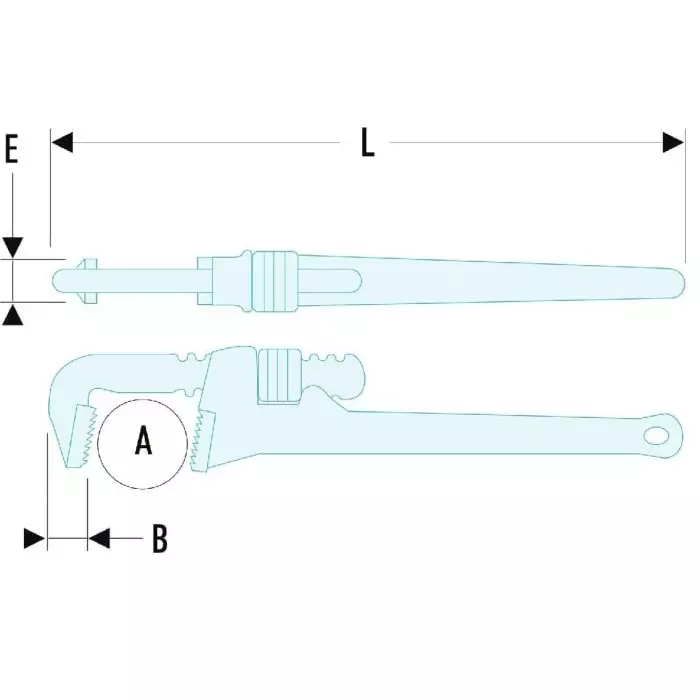 Facom Pipe Wrench, 950 mm Overall, 140mm Jaw Capacity, 134A.36