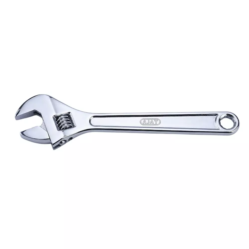 Ajay 4 inch (100 mm) Adjustable Wrench Made of Selected Forged Steel Fully Hardened & Tempered Construction and Chrome Plated, 0390 06 (Pack of 10)