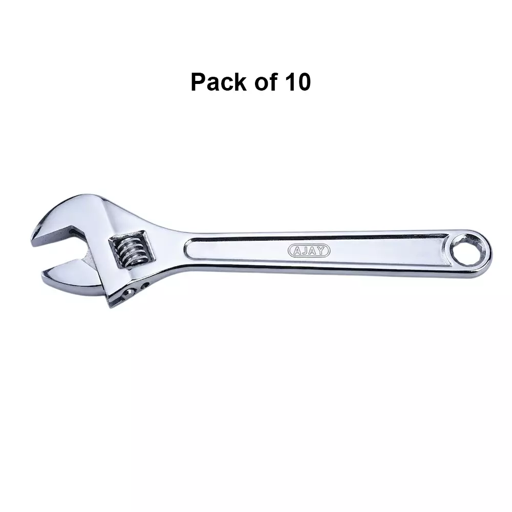 ajay-4-inch-100-mm-adjustable-wrench-made-of-selected-forged-steel-fully-hardened-tempered-construction-and-chrome-plated-0390-06-pack-of-10
