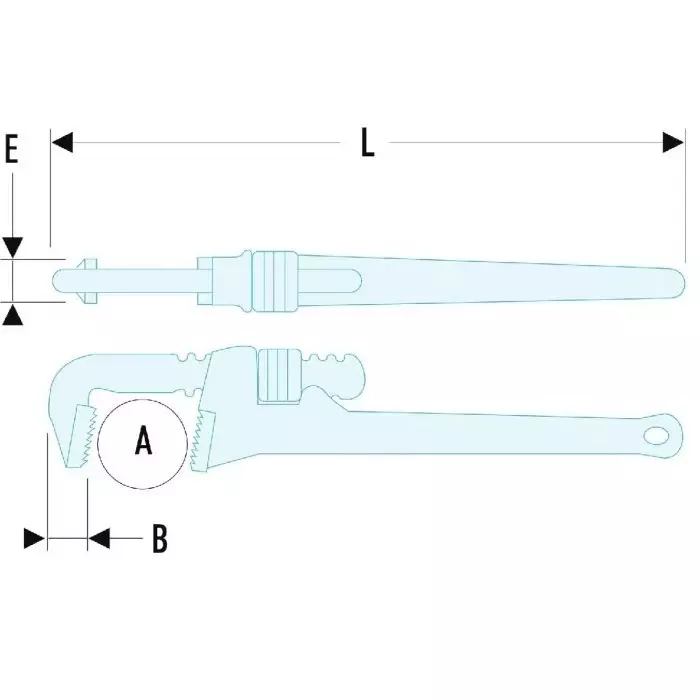 Facom Pipe Wrench, 350 mm Overall, 60mm Jaw Capacity, 134A.14