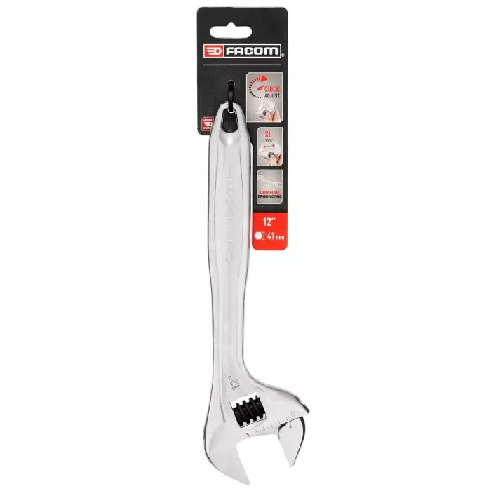 Facom Adjustable Spanner, 300 mm Overall, 41mm Jaw Capacity, Metal Handle, 101.12PB