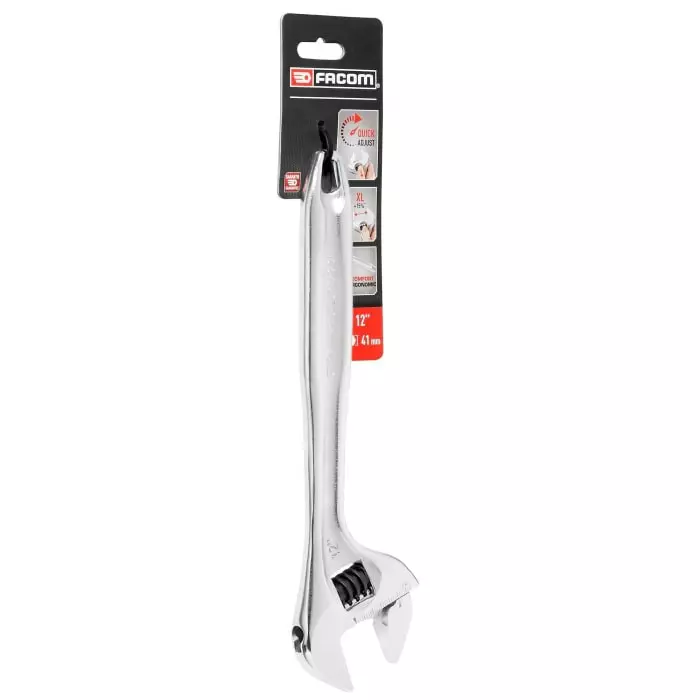 Facom Adjustable Spanner, 300 mm Overall, 41mm Jaw Capacity, Metal Handle, 101.12PB