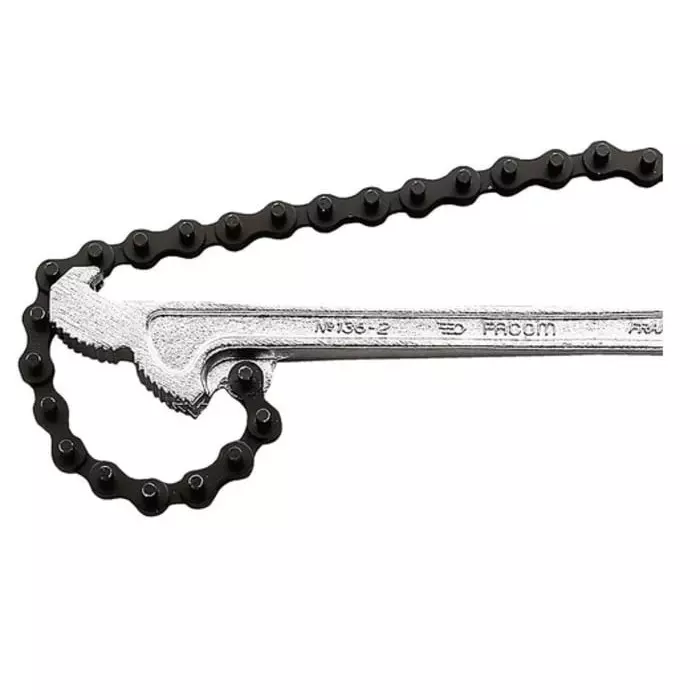 Facom Chain Wrench, 600 mm Overall, 60 - 140mm Jaw Capacity, Metal Handle, 136C.4