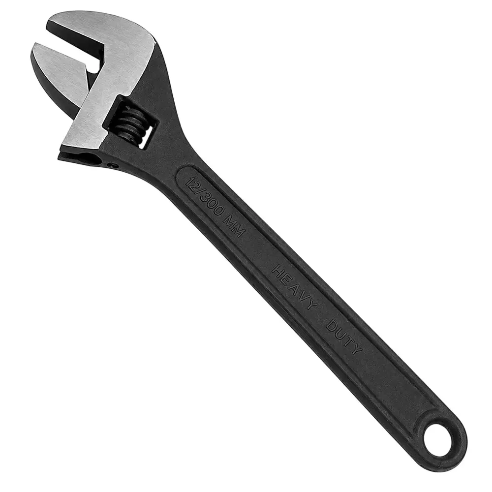 Venus Heavy Duty Adjustable Wrench Black Stainless Steel Drop Forged, Phosphated Black Finish 12 Inch (300 mm) Length for Different Size Sockets