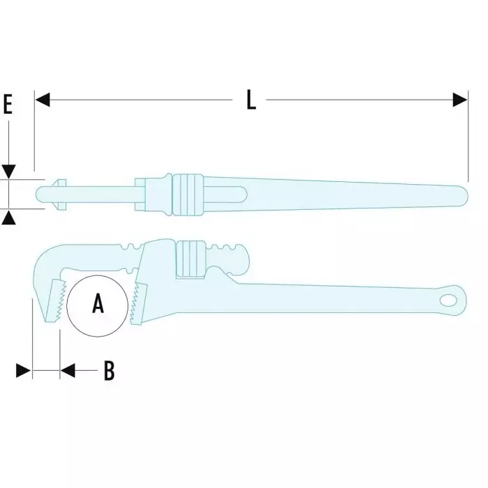 Facom Pipe Wrench, 350 mm Overall, 60mm Jaw Capacity, 133A.14
