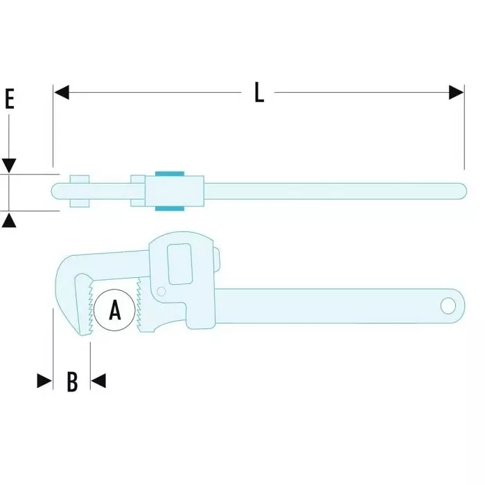 Facom Pipe Wrench, 600 mm Overall, 131A.24