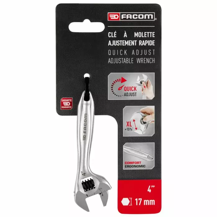 Facom Adjustable Spanner, Bi-Material Handle, 101.4PB