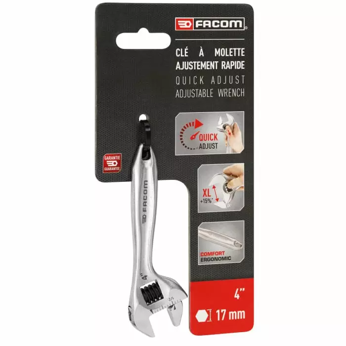 Facom Adjustable Spanner, Bi-Material Handle, 101.4PB