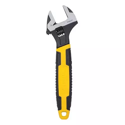 STANLEY 10 inch (250 mm) Adjustable Wrench With Grip Tapered Jaw and Slip Resistant Bi-Material Handle, 90-949