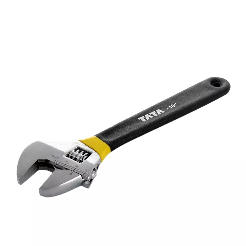 Tata Agrico Adjustable Wrench Chrome Vanadium Steel 250 mm (10 inch) Length with Rubber Sleeve, WRC002