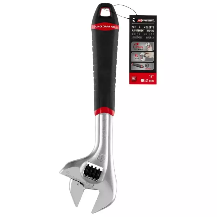 Facom Adjustable Spanner, Bi-Material Handle, 101.12GPB