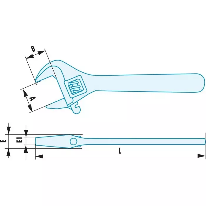 Facom Adjustable Spanner, 450 mm Overall, 55mm Jaw Capacity, Metal Handle, Non-Sparking, 113A.18SR