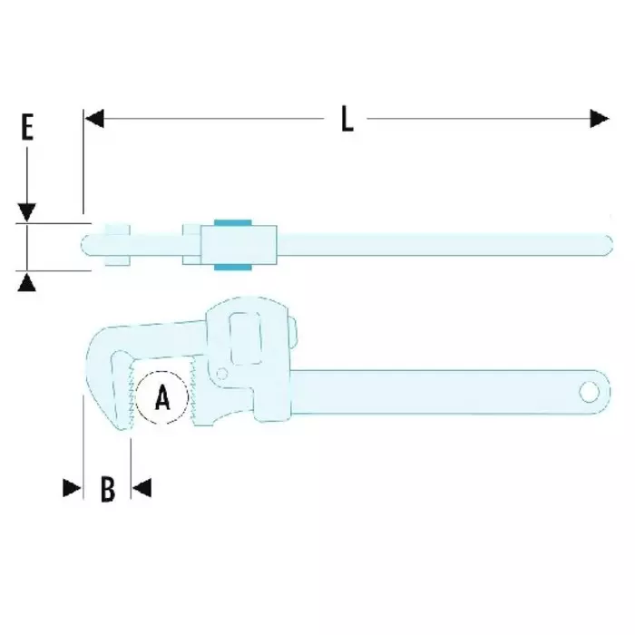 Facom Pipe Wrench, 350 mm Overall, 49mm Jaw Capacity, Metal Handle, 131A.14