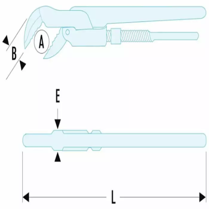 Facom Pipe Wrench, 600 mm Overall, 60mm Jaw Capacity, Metal Handle, 121A.2P
