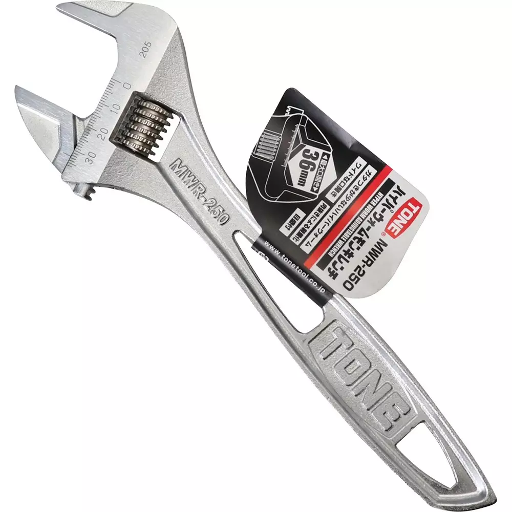 TONE Hyper Worm Adjustable Wrench 36 mm Maximum Jaw Opening, MWR-250