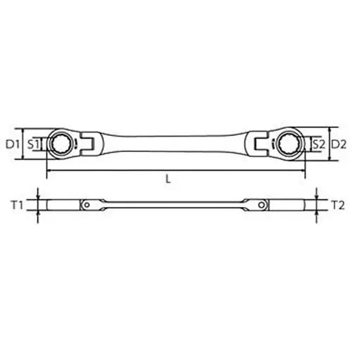 Ktc Double Flex -Head Ratchet BoxWrench 17x19 mm 5 Degree Feed Angle, MR1A-1719F