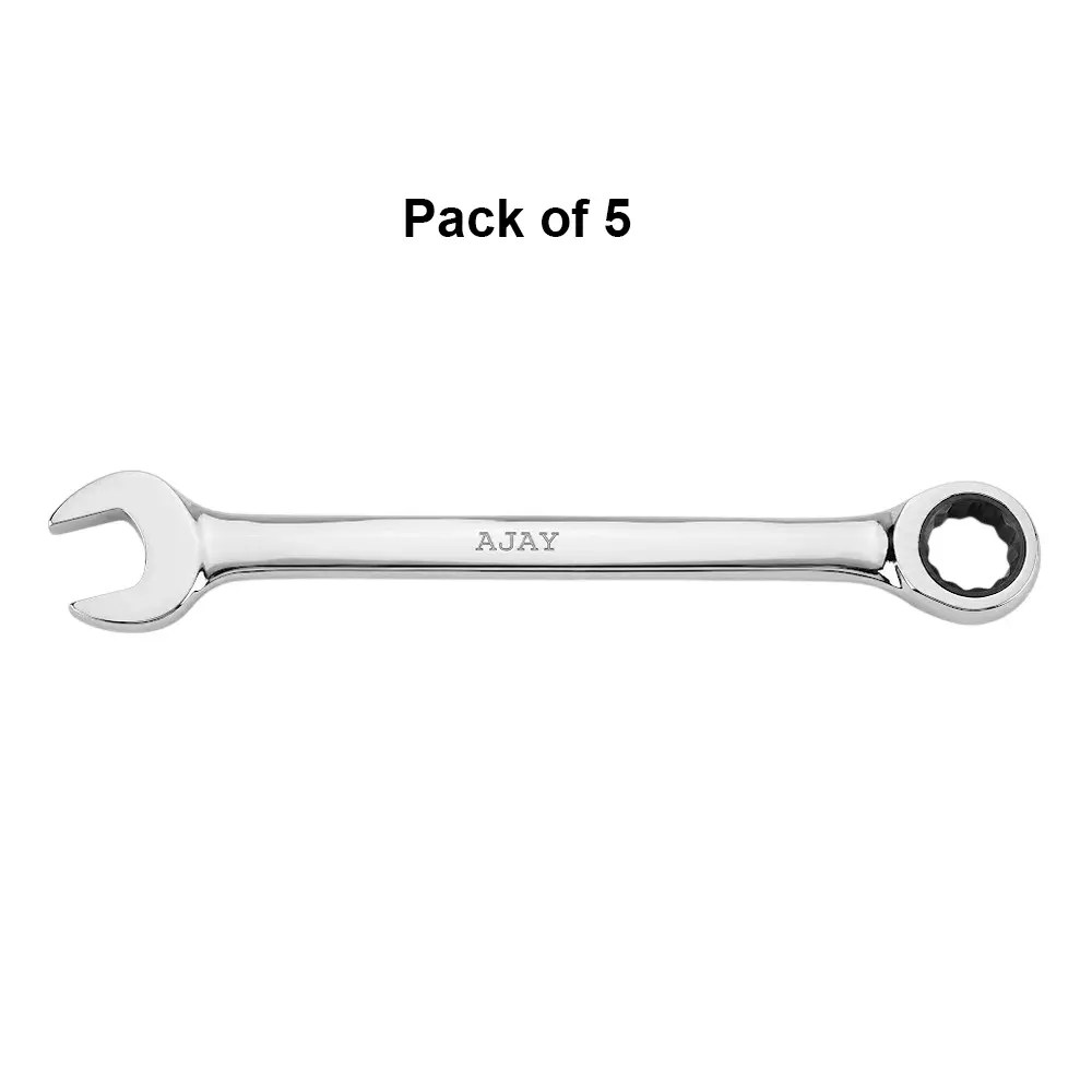 ajay-18-mm-gear-wrench-spanner-elliptical-model-chrome-vanadium-steel-31crv-3-body-and-full-polished-chrome-plated-aj-gws-pack-of-5