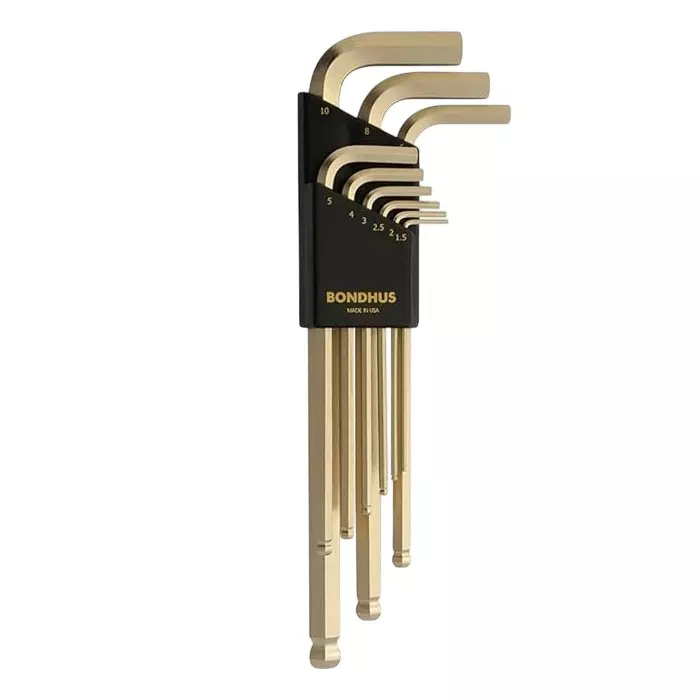 Bondhus BriteGuard & GoldGuard Ball End L-Wrenches Set 0.050-3/8 inch & 1.5-10 mm Protanium Steel, 20399 (Set of 22)